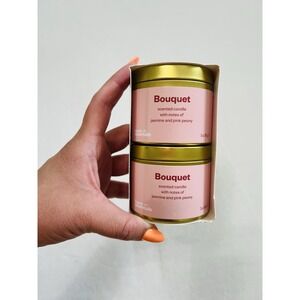 Room Home Essentials Bouquet Set Of 2 Mini Candle Canisters Jasmine & Pink Peony